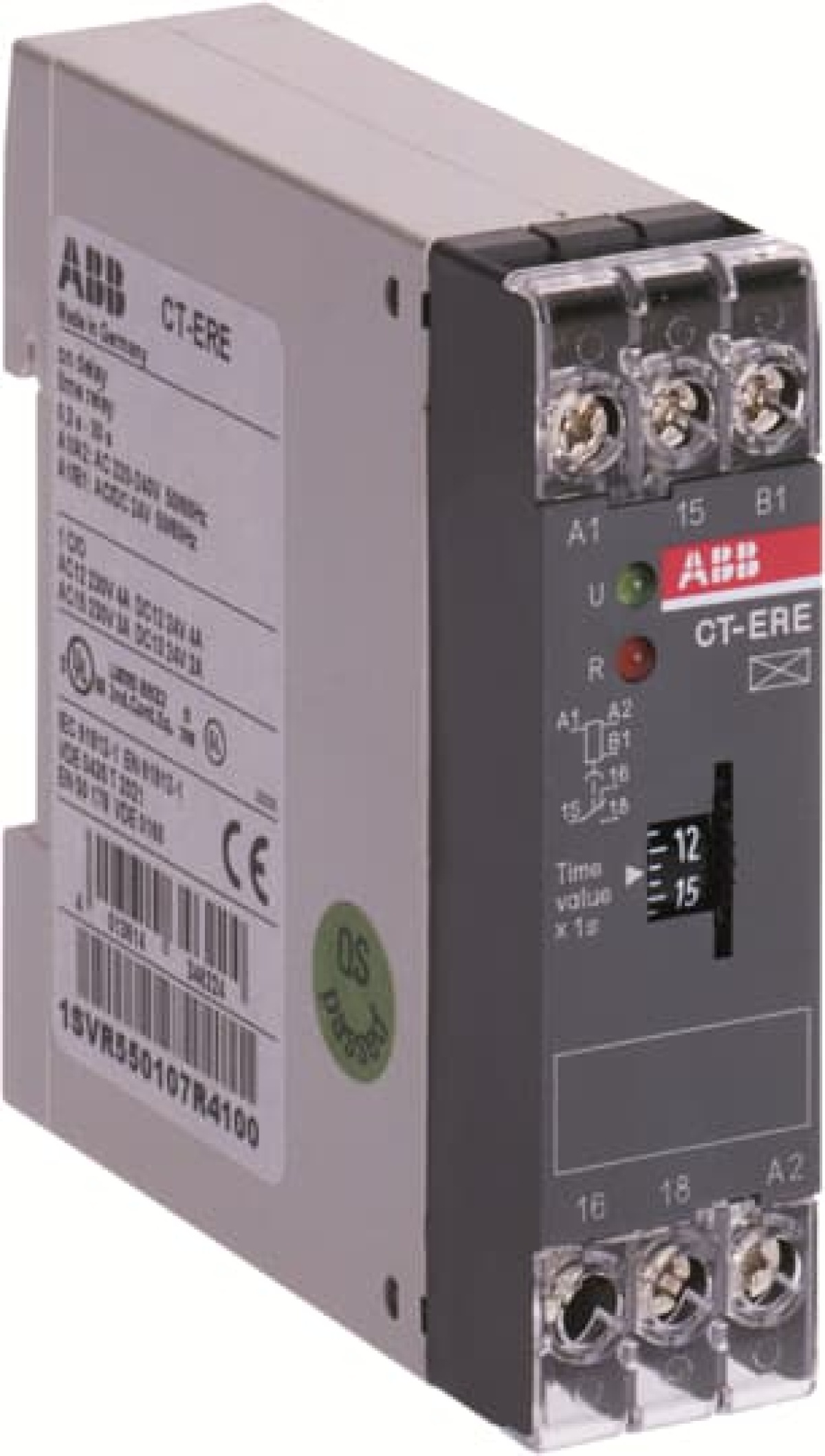 CT-ERE Time relay, ON-delay 1co, 0.3-30min, 110-130VAC