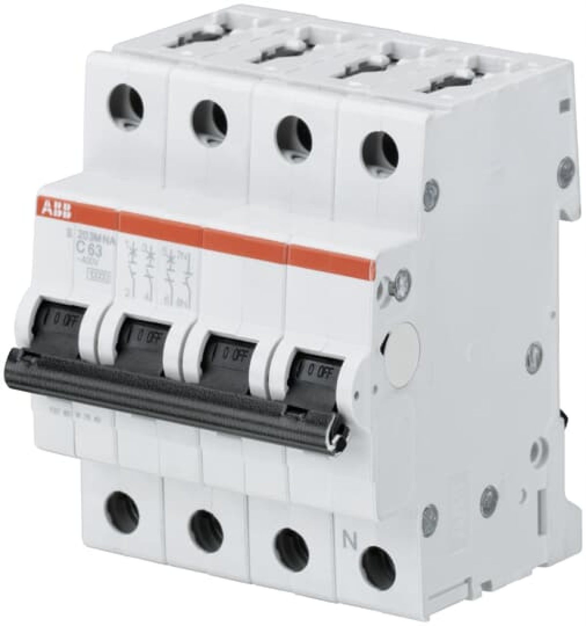 Miniature Circuit Breaker - S200M - 3PN - 1 A - B - AC 10 kA