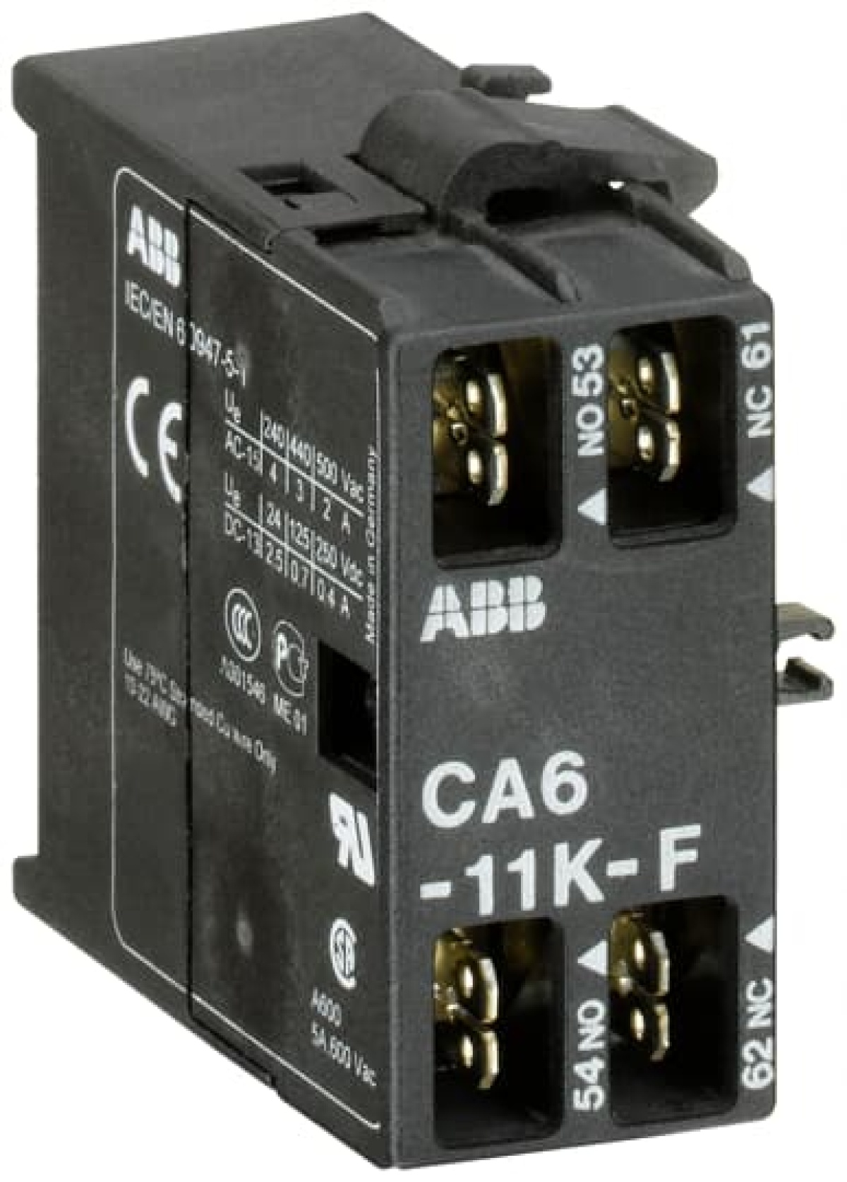 CA6-11K-F Auxiliary Contact 1NO1NC flat pin, side mounted