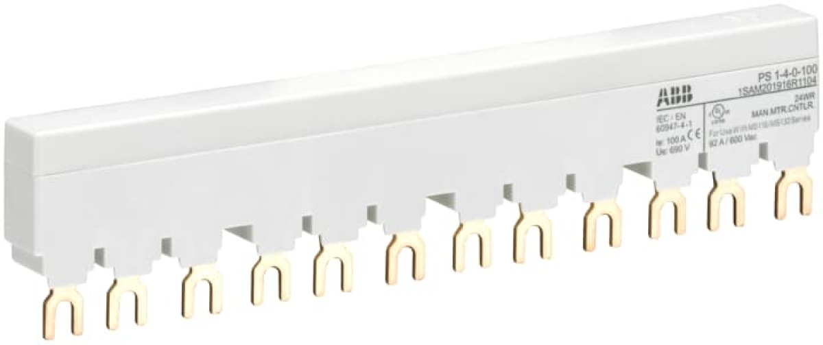 PS1-4-0-100 3-phase busbar for 4 MS116  MS132, Ie100A