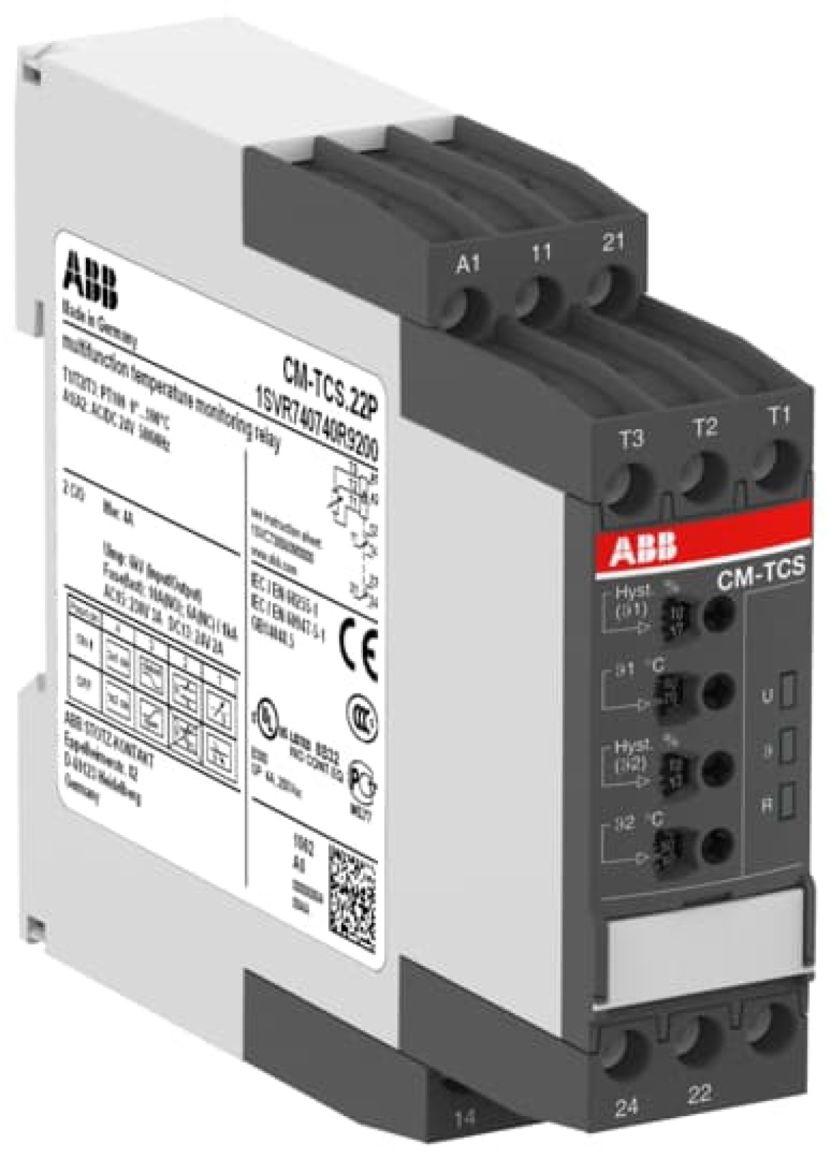 CM-TCS.22P Temperature monitoring relay Temp.-range 0...100C, 24VACDC