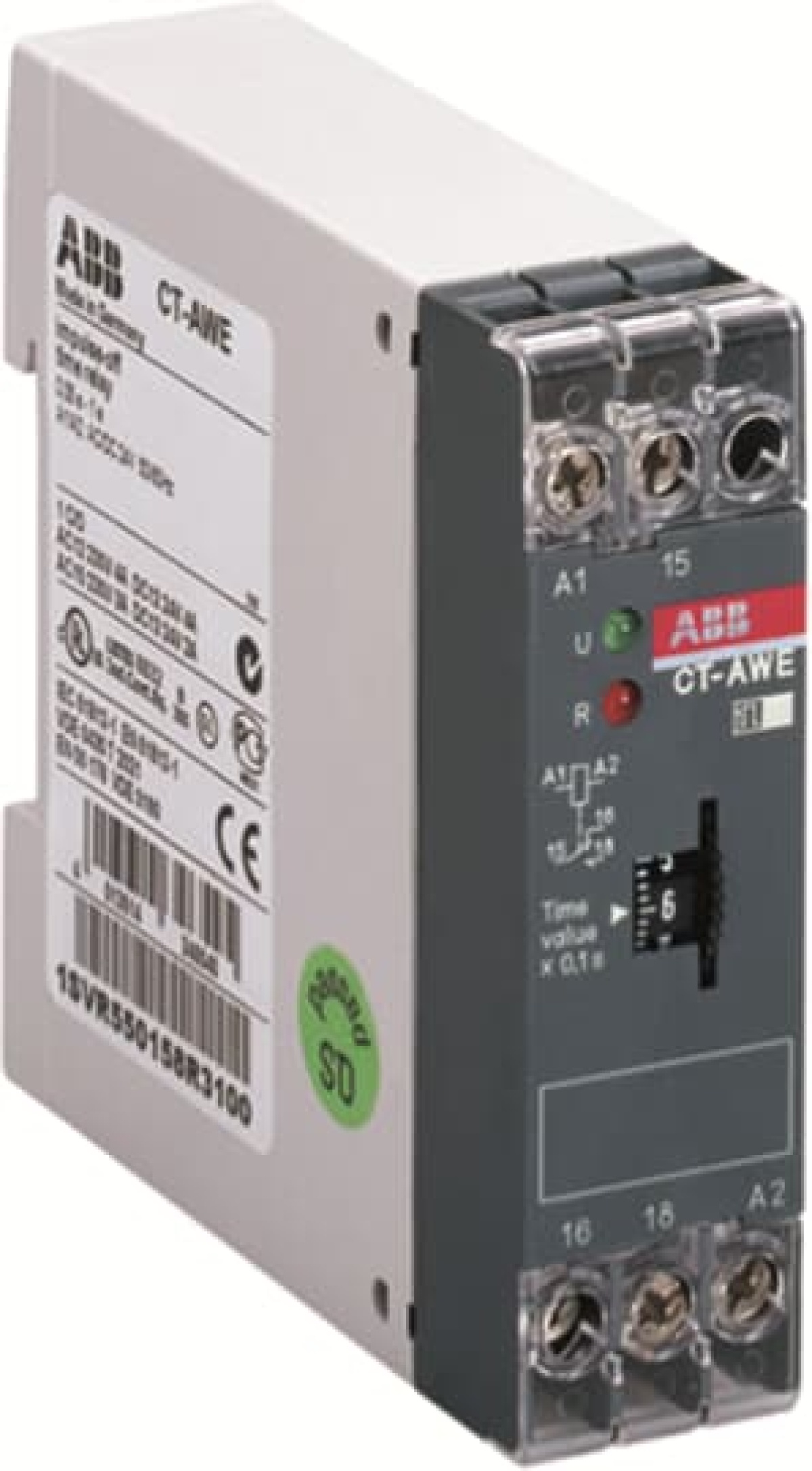 CT-AWE Time relay, impulse-OFF 1co, 0.1-10s, 220-240VAC
