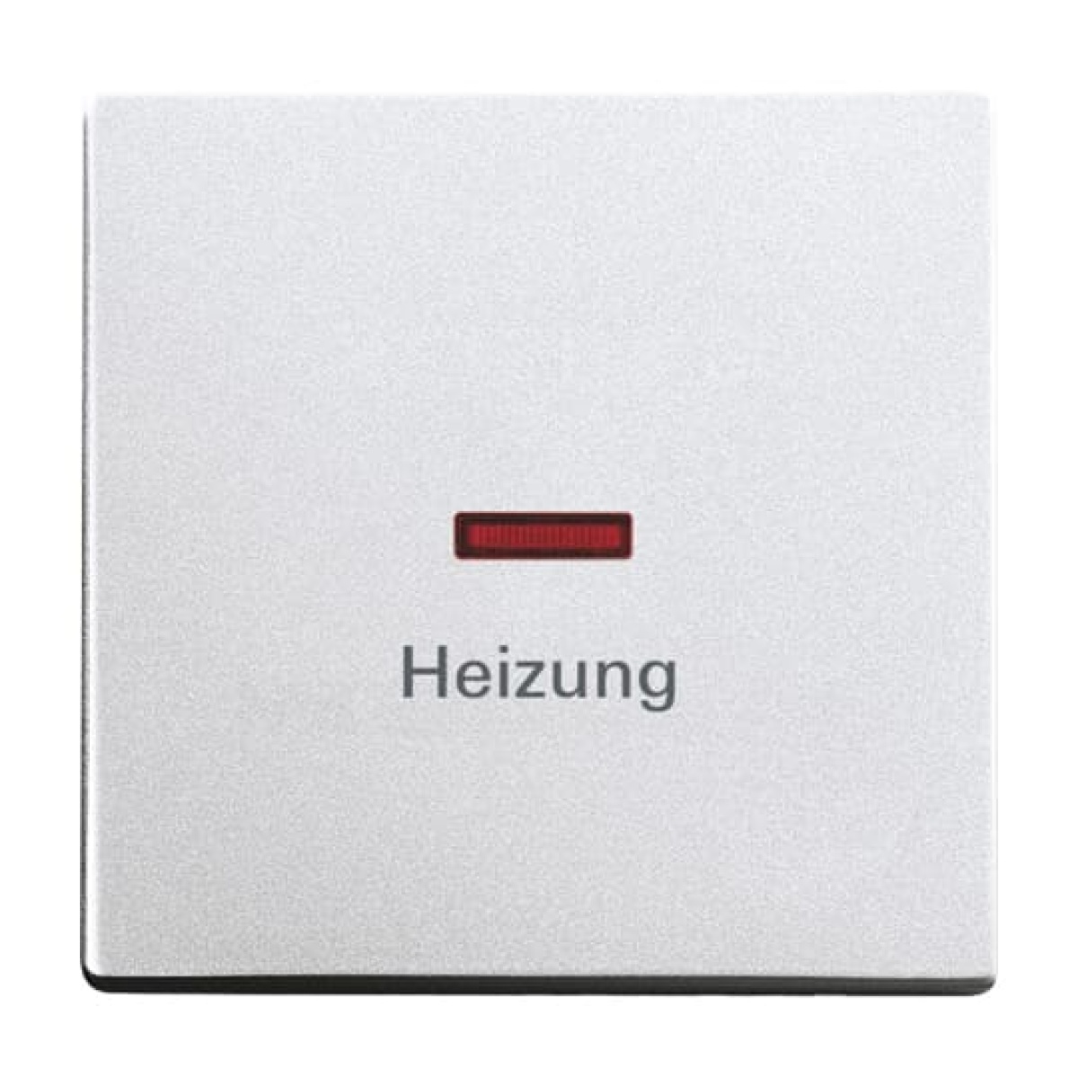 Rocker with legend Heizung with Small Red Calotte for Switchpush button, Single rocker aluminium silver - Platform 63