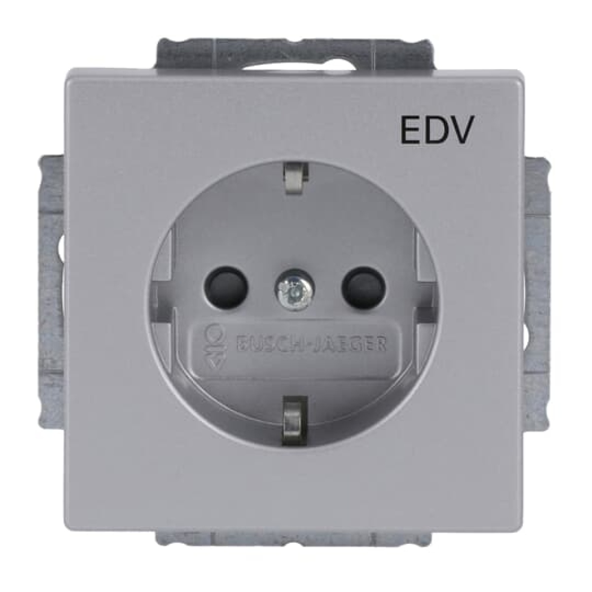 SCHUKO Socket insert with legend EDV Safety Shutter aluminium silver - Platform 63