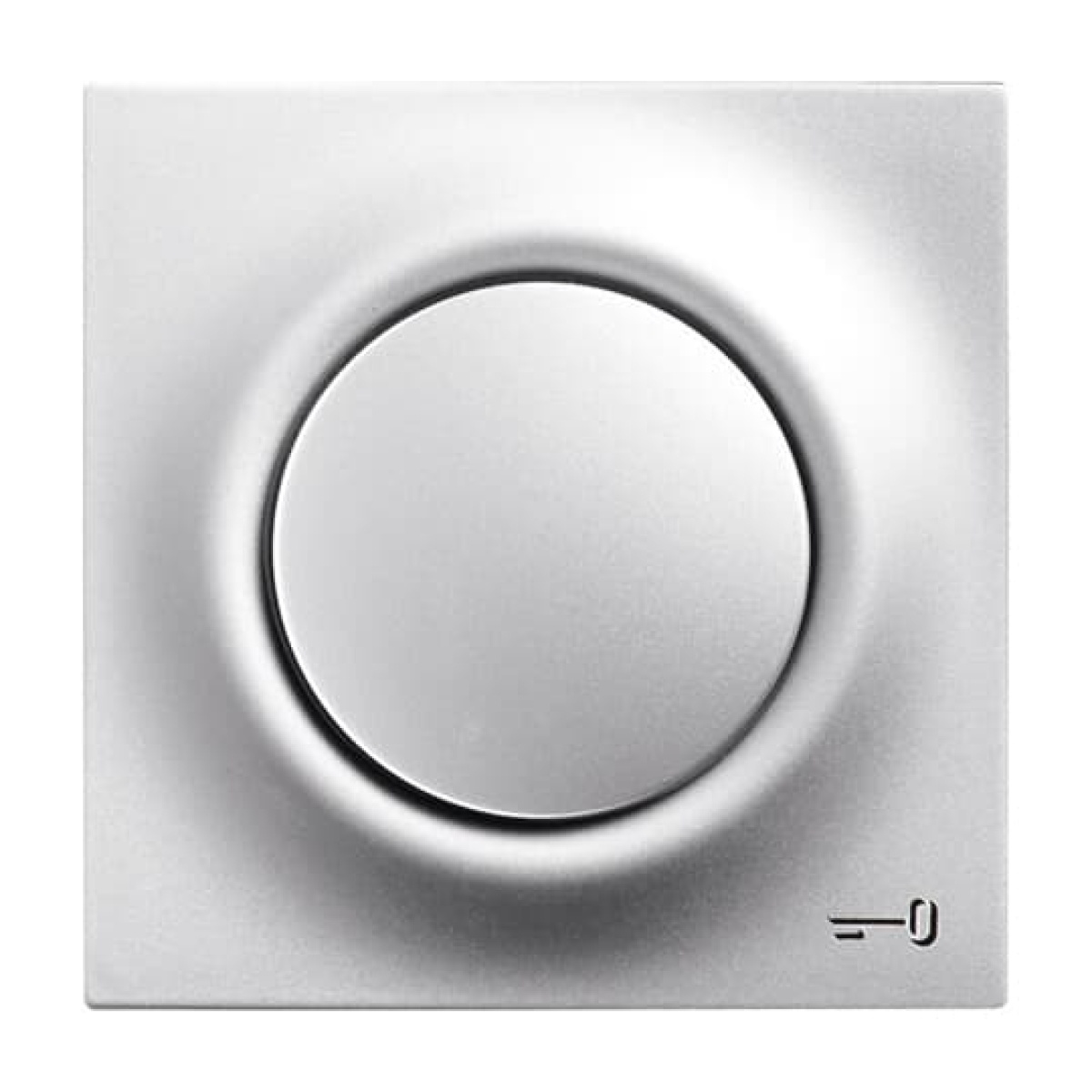 Cover plate Symbol "key" with Small Transparent Calotte for Switchpush button, Single rocker aluminium silver - impuls
