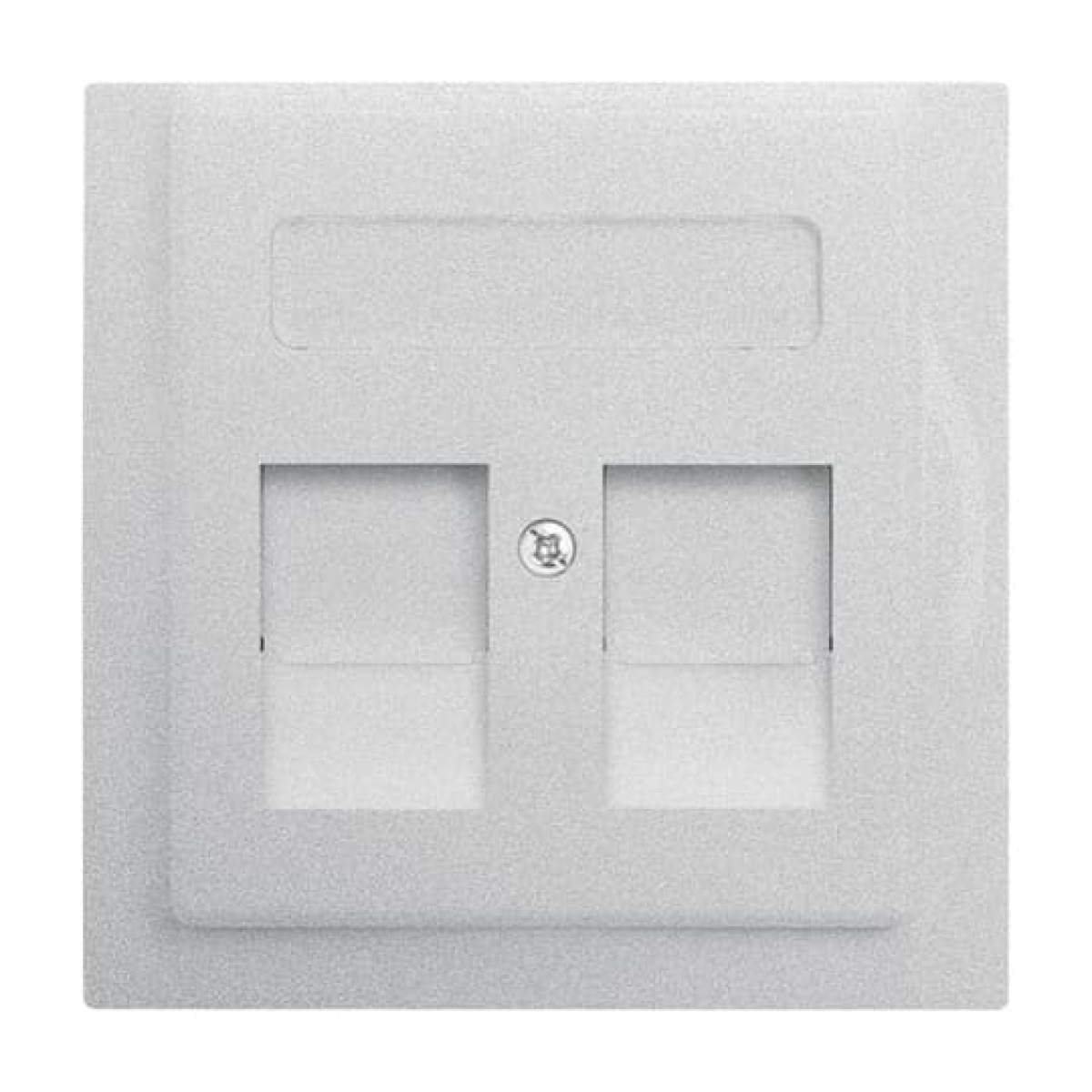 Cover plate with labelling field Modular Jack 2 gang aluminium silver - impuls