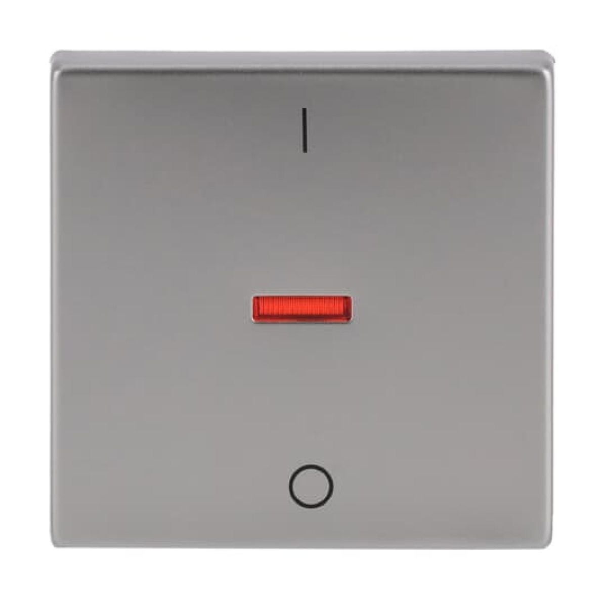 Rocker Characters 0 and 1 with Small Red Calotte for Switchpush button, Single rocker stainless steel - Pure Stainless Steel