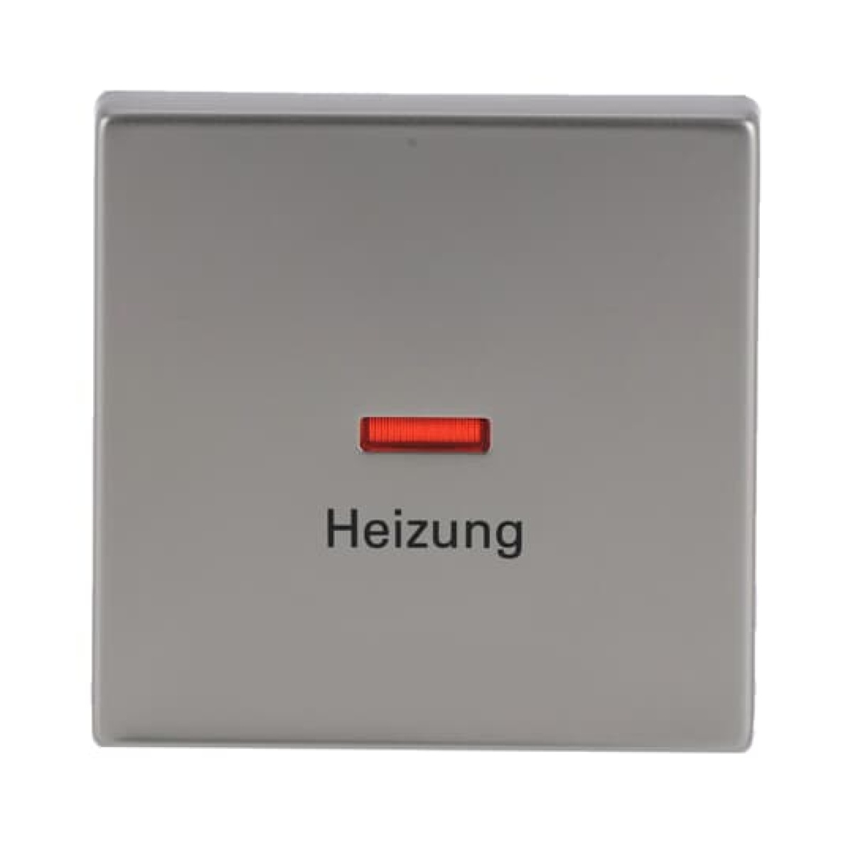Rocker with legend Heizung with Small Red Calotte for Switchpush button, Single rocker stainless steel - Pure Stainless Steel