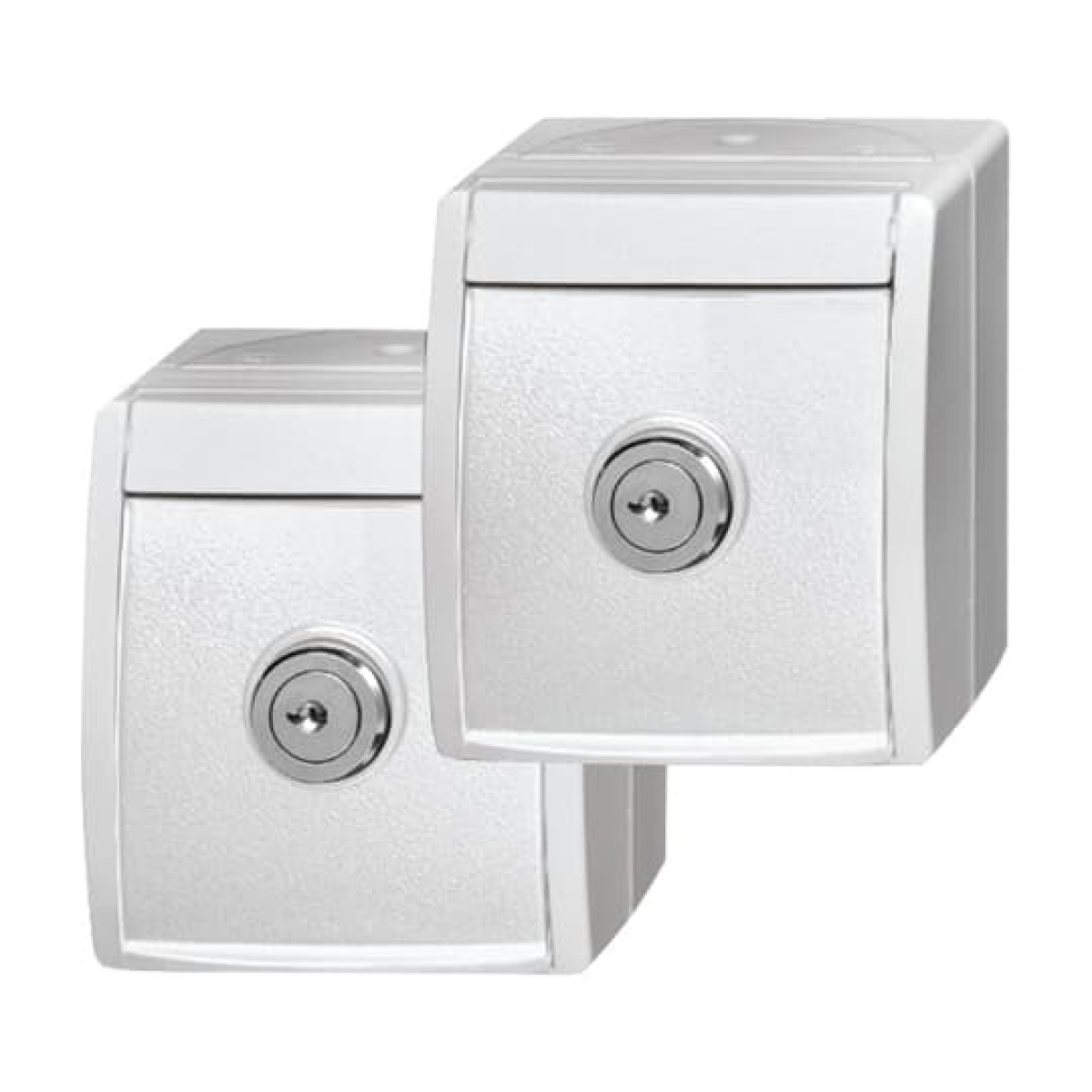SCHUKO Socket with labelling field with Hinged Lid and Cylinder with Simultaneous Locking 16 A alpine white  - ocean