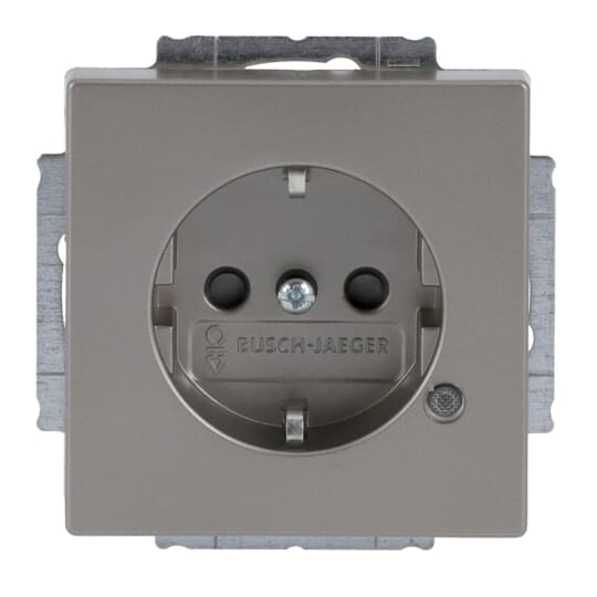 SCHUKO socket insert Safety Shutter with LED Control light Green stainless steel - Pure Stainless Steel