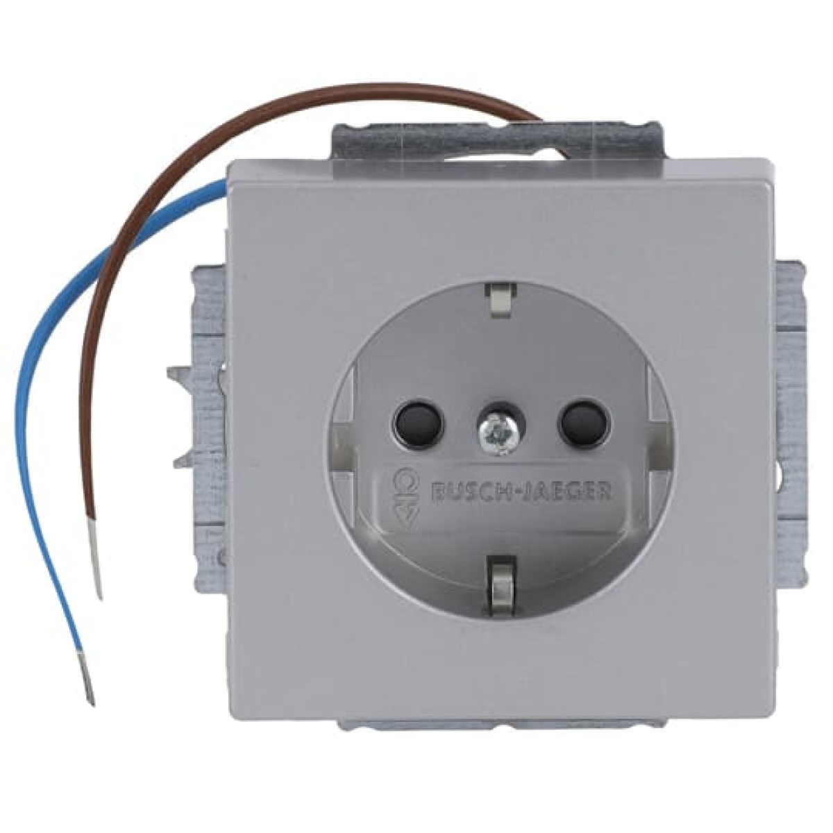 Busch-steplight SCHUKO socket insert Safety Shutter with LED Night light White aluminium silver - Platform 63