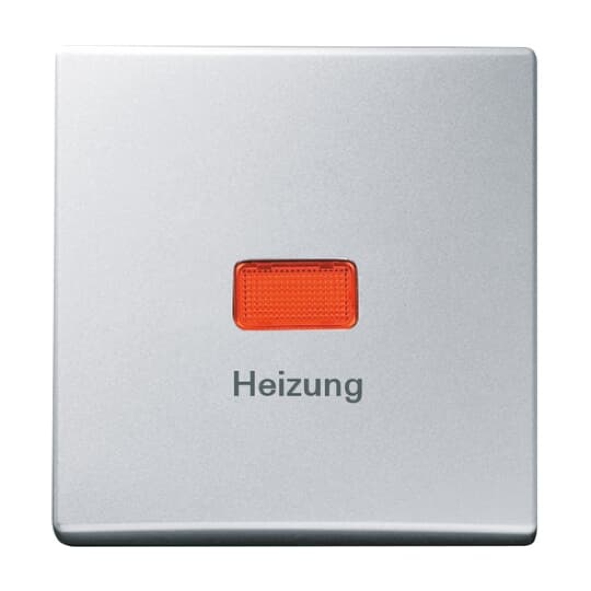 Rocker with legend Heizung with Red Calotte for Switchpush button, Single rocker aluminium silver - Allwetter 44 IP 44