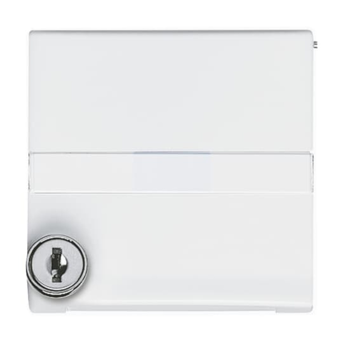 Intermediate Ring with labelling field with Hinged Lid Cylinder with Simultaneous Locking Cover plates Busch-Duro 2000 SI and Reflex SI alpine white - Allwetter 44 IP 44