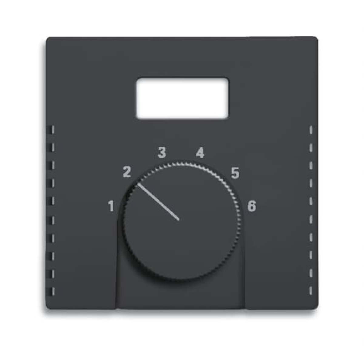 Cover plate with legend Characters 1 ... 6 for Thermostat Turn button black matt - Platform 63