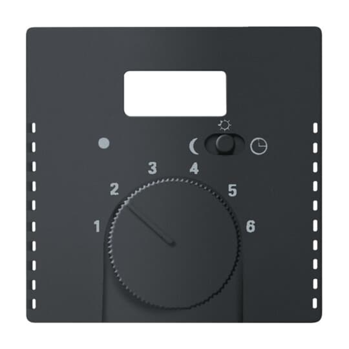 Cover plate with legend Characters 1 ... 6 for Thermostat Turn button black matt - Platform 63
