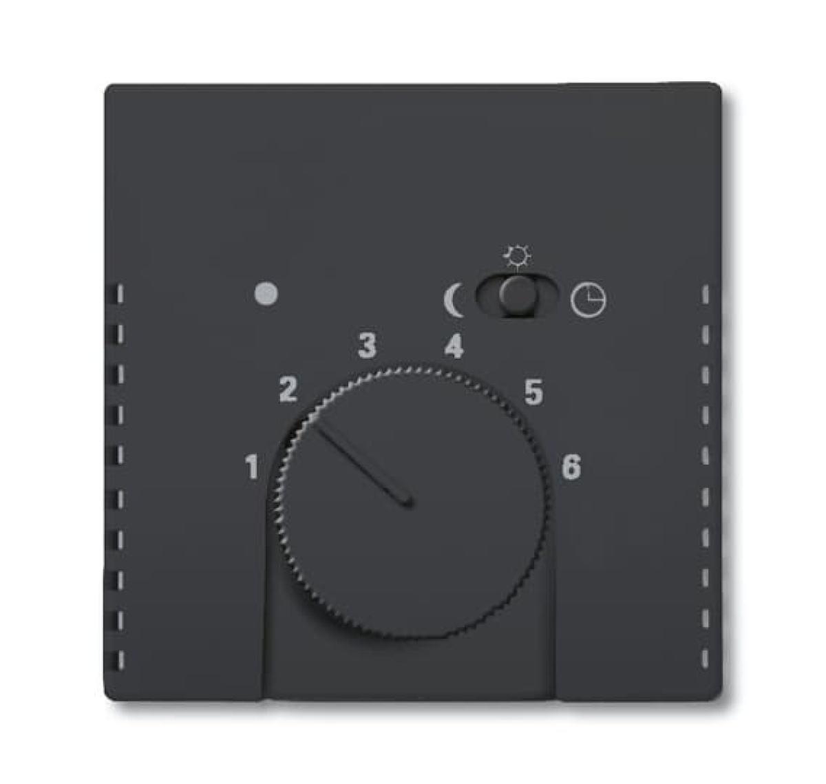 Cover plate with legend Characters 1 ... 6 for Thermostat Turn button black matt - Platform 63