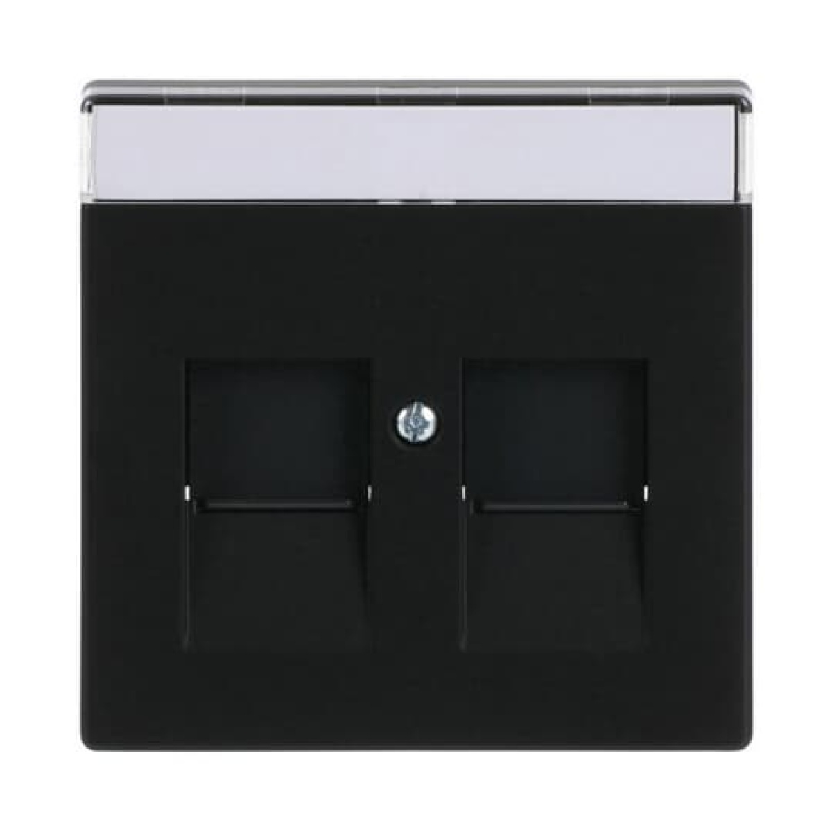 Cover plate with labelling field Modular Jack 2 gang black matt - Platform 63