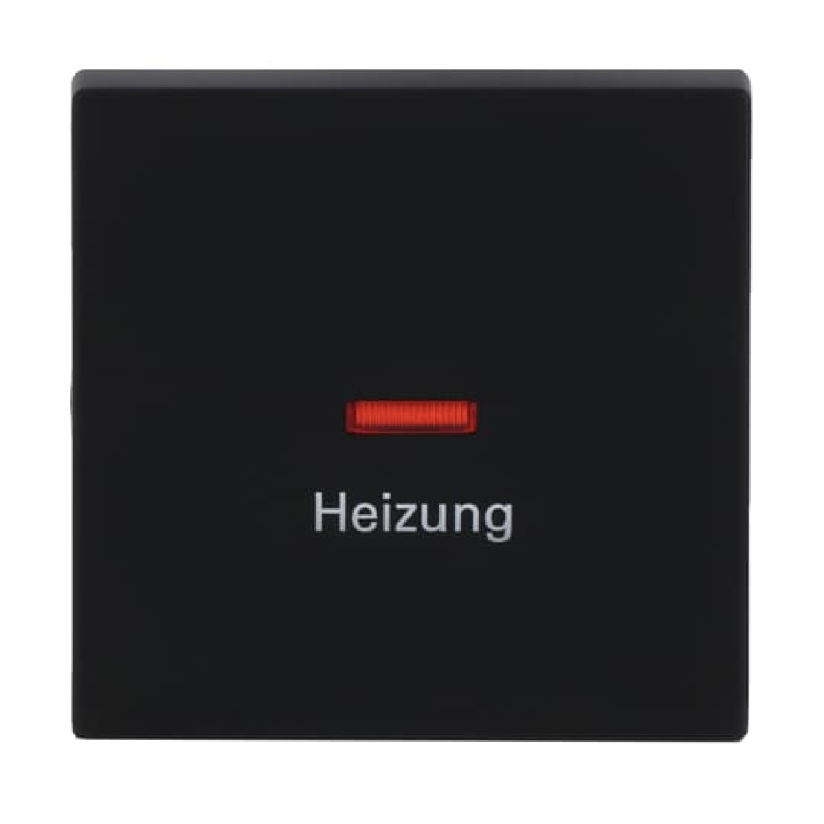 Rocker with legend Heizung with Small Red Calotte for Switchpush button, Single rocker black matt - Platform 63