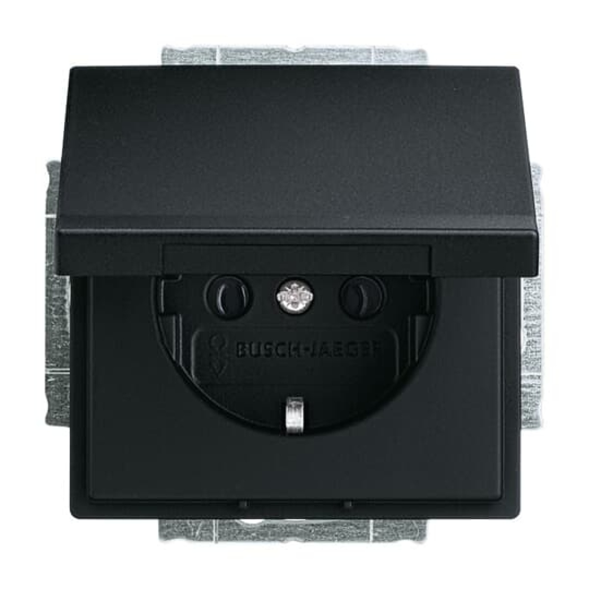 SCHUKO socket insert with Hinged Lid black matt - Platform 63