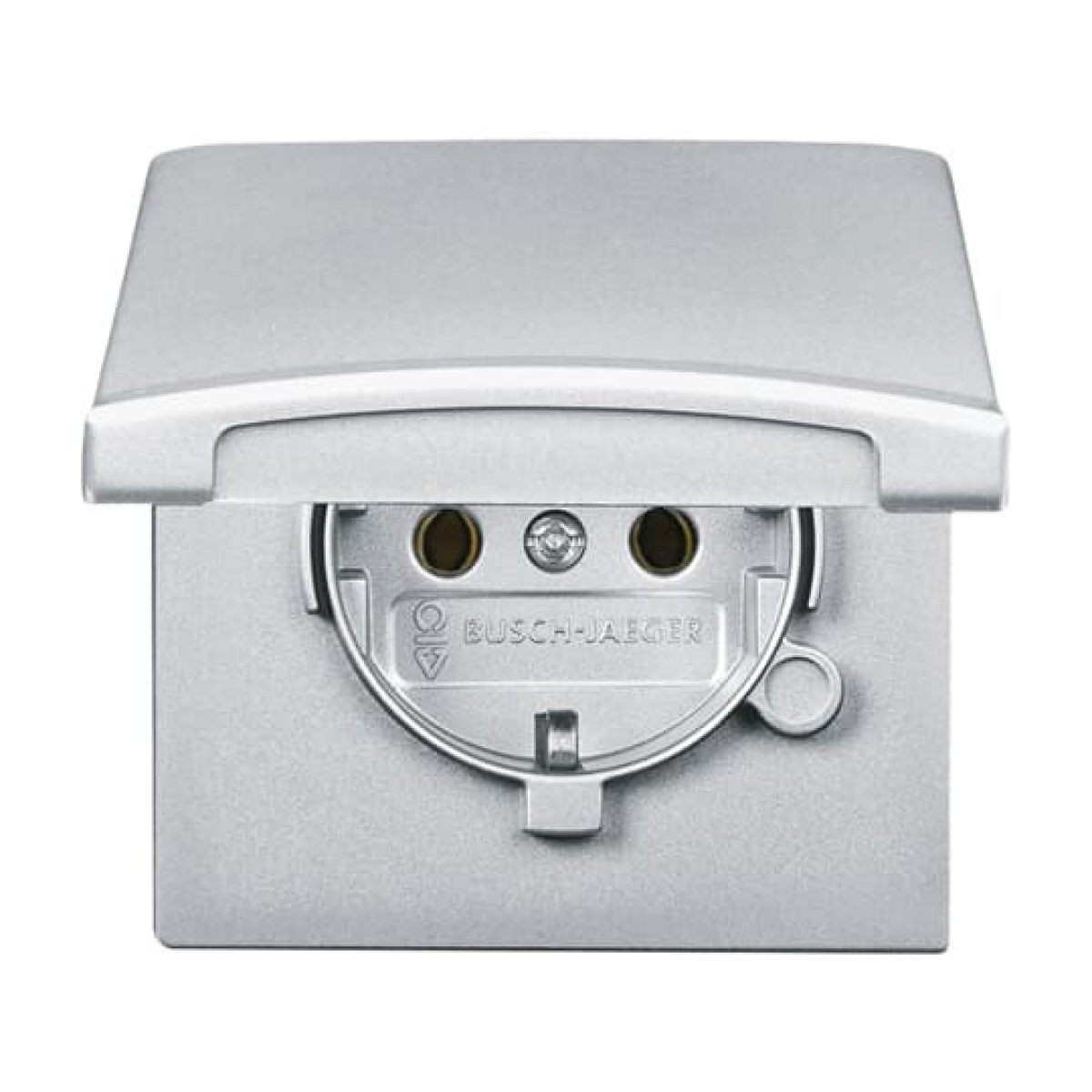 SCHUKO socket insert with Hinged Lid aluminium silver - Allwetter 44 IP 44