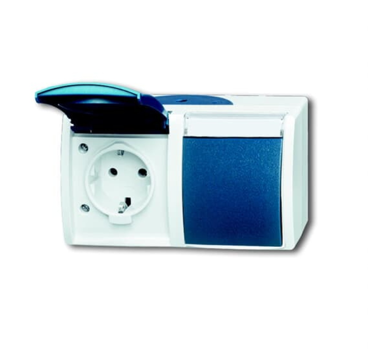 Socket Outlets with Hinged Lid 16 A grey  blue-green  - ocean