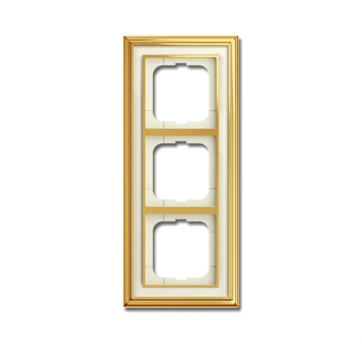 Cover frame 3-gang polished brass ivory white - Busch-Dynasty