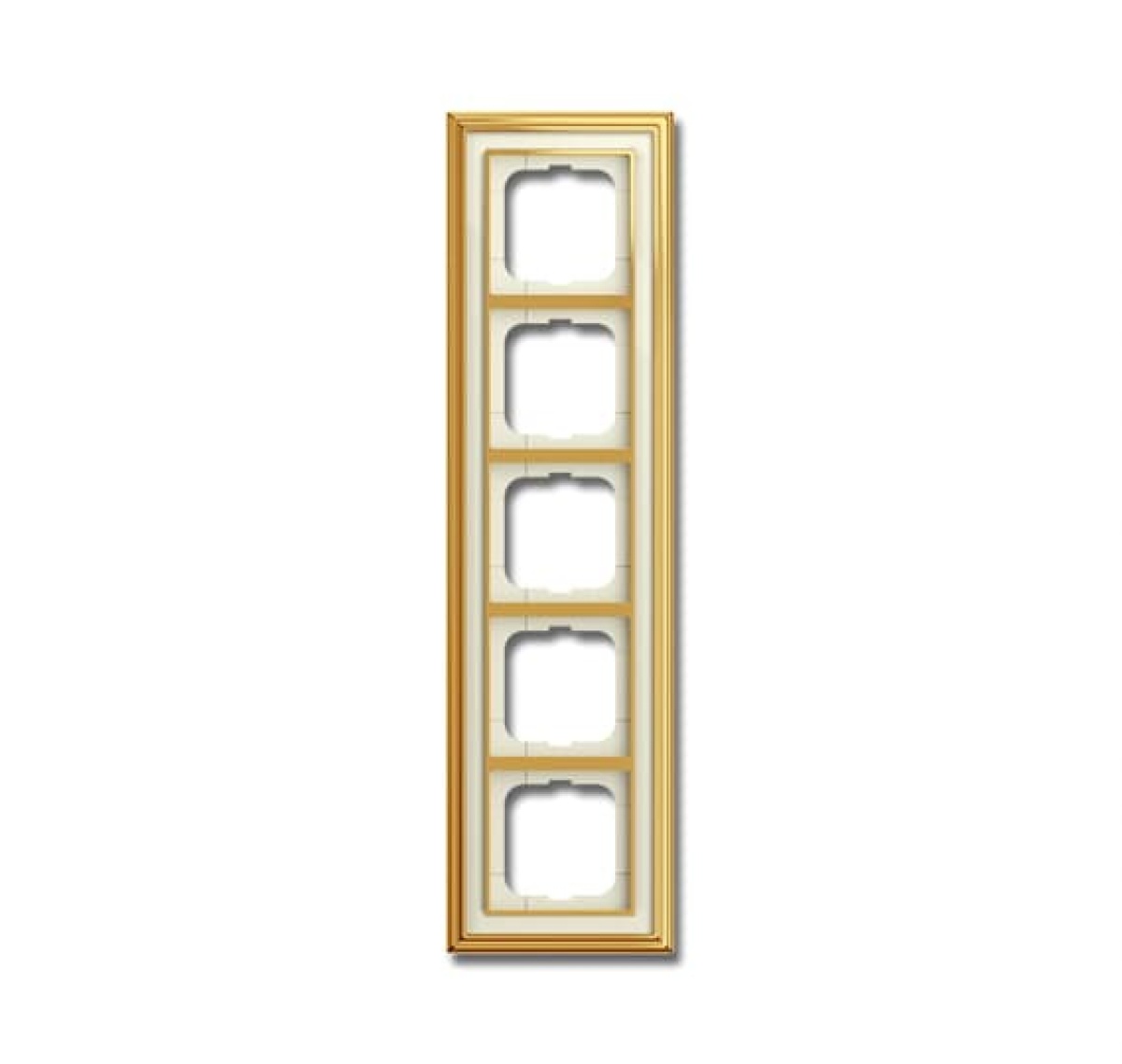 Cover frame 5-gang polished brass ivory white - Busch-Dynasty