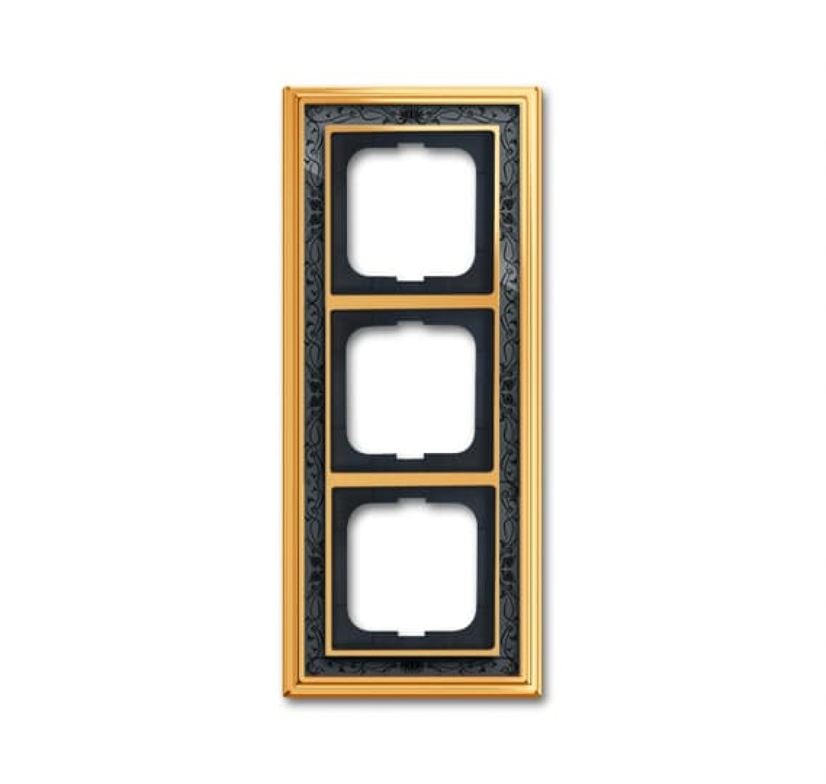 Cover frame 3-gang polished brass decor anthracite - Busch-Dynasty