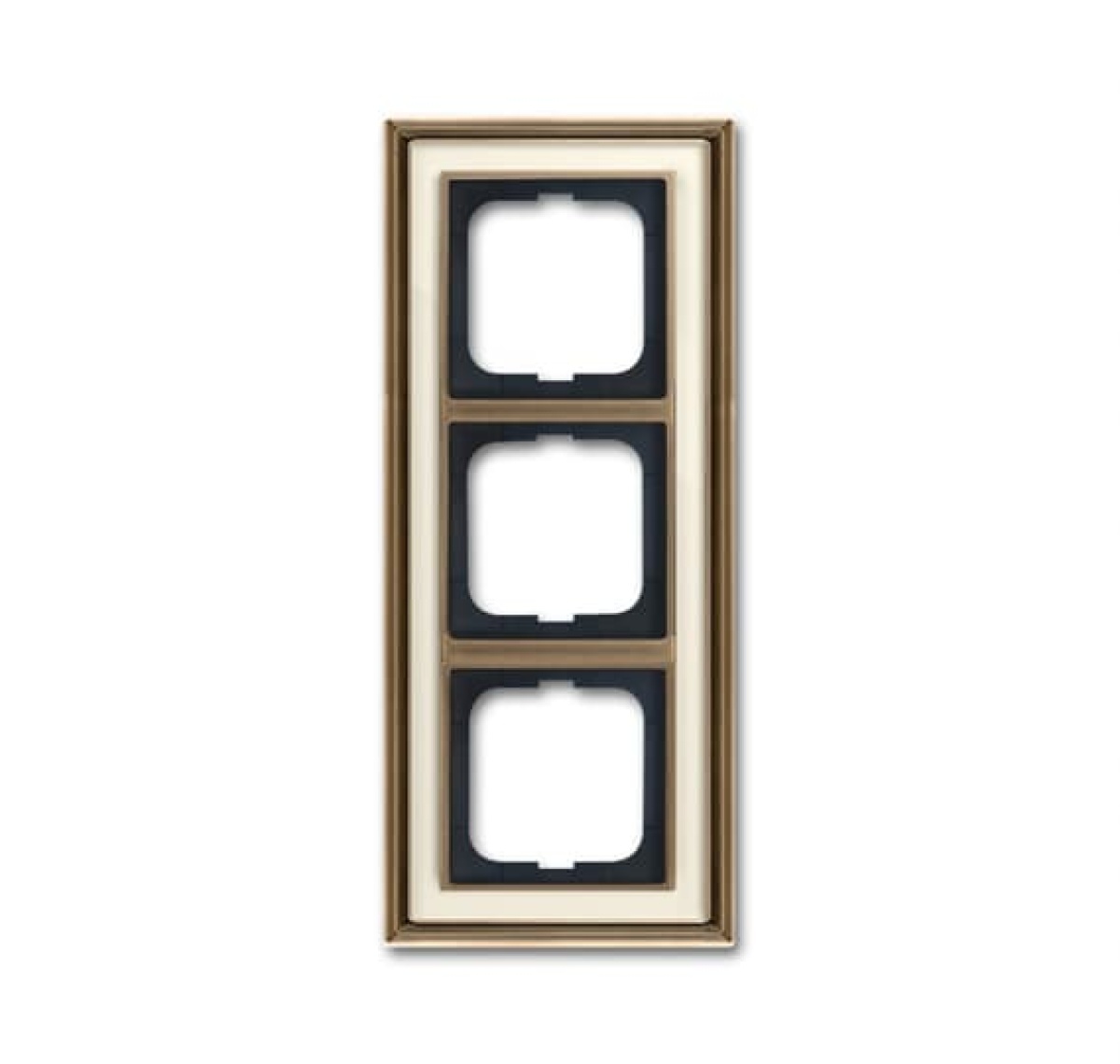 Cover frame 3-gang antique brass ivory white - Busch-Dynasty
