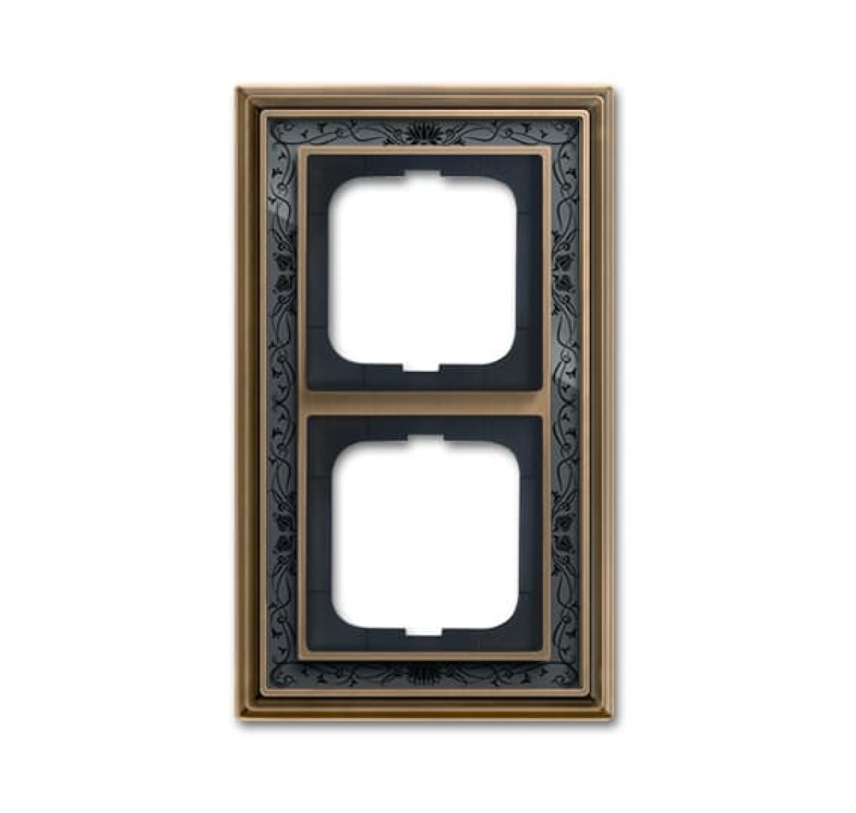 Cover frame 2-gang antique brass decor anthracite - Busch-Dynasty