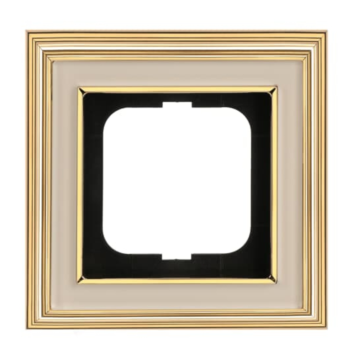 Cover frame 1-gang polished brass ivory white - Busch-Dynasty