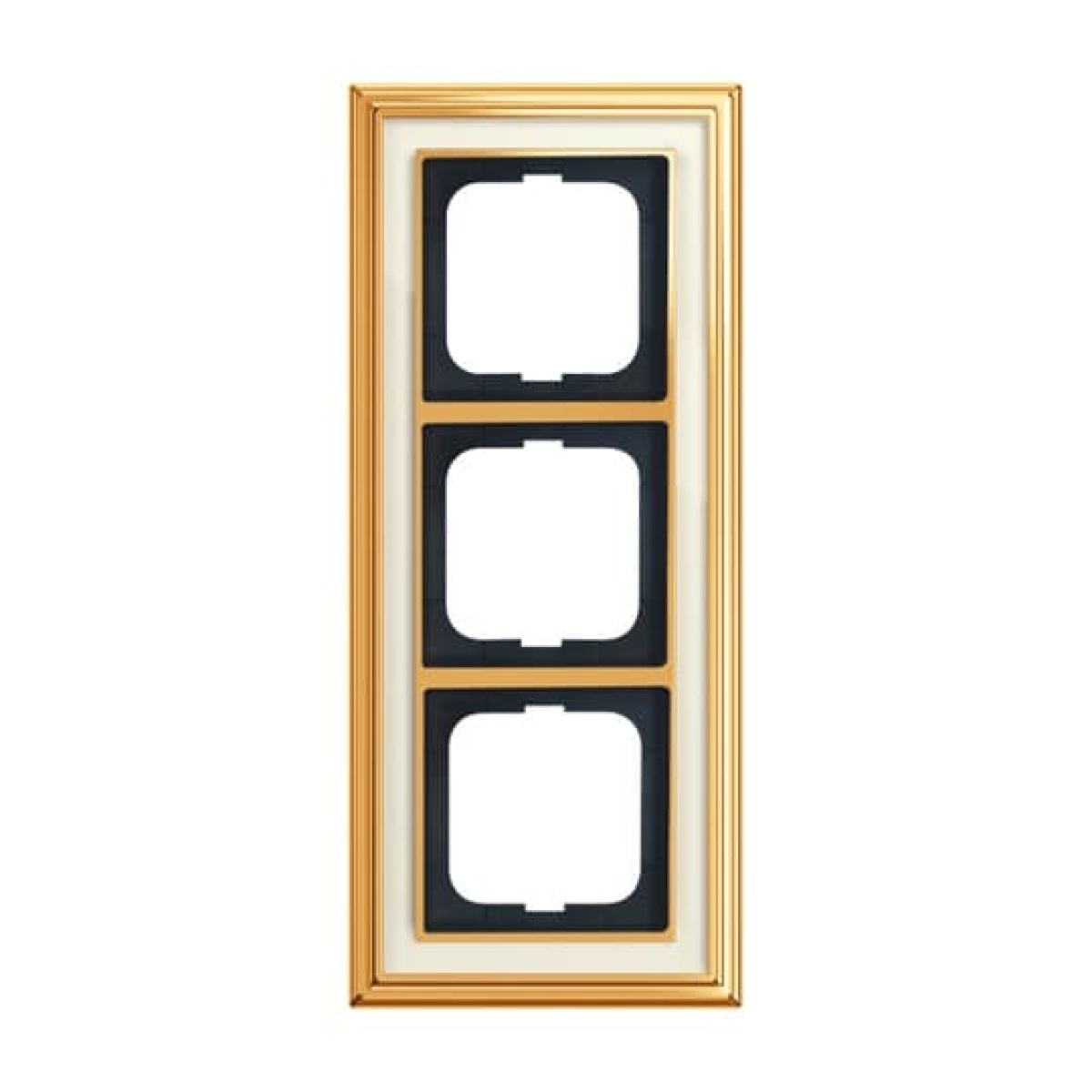 Cover frame 3-gang polished brass ivory white - Busch-Dynasty