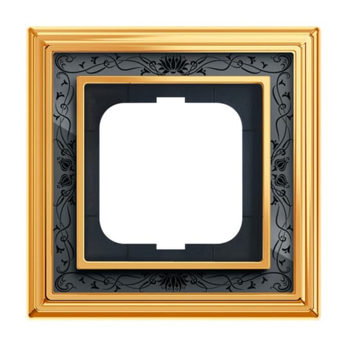 Cover frame 1-gang polished brass decor anthracite - Busch-Dynasty