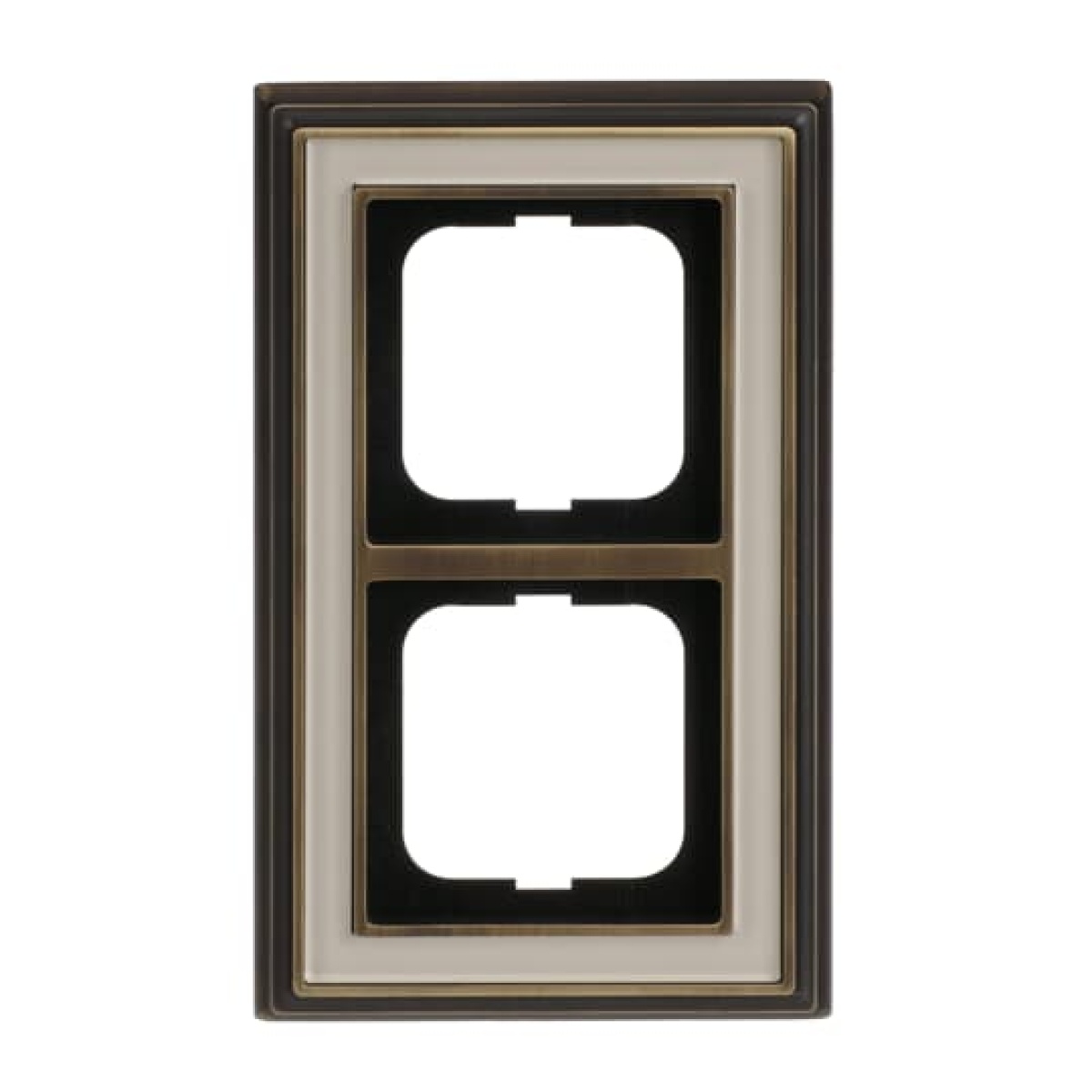 Cover frame 2-gang antique brass ivory white - Busch-Dynasty
