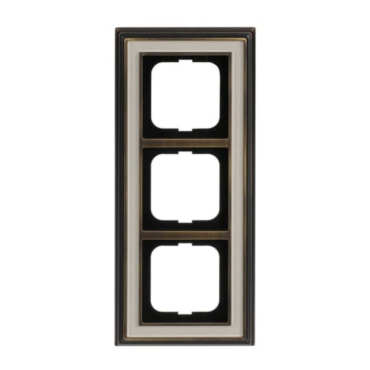 Cover frame 3-gang antique brass ivory white - Busch-Dynasty