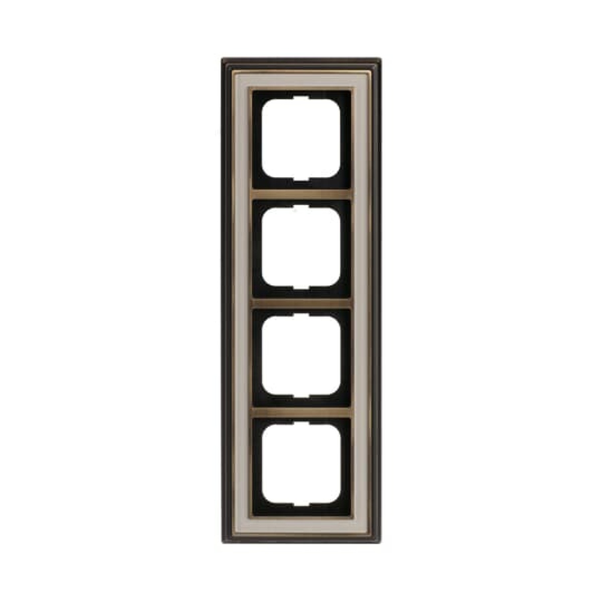 Cover frame 4-gang antique brass ivory white - Busch-Dynasty