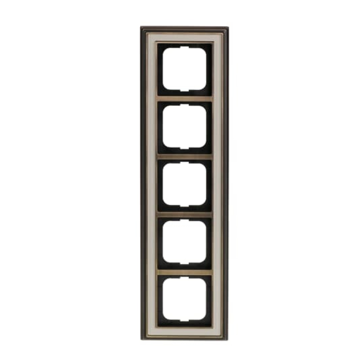 Cover frame 5-gang antique brass ivory white - Busch-Dynasty