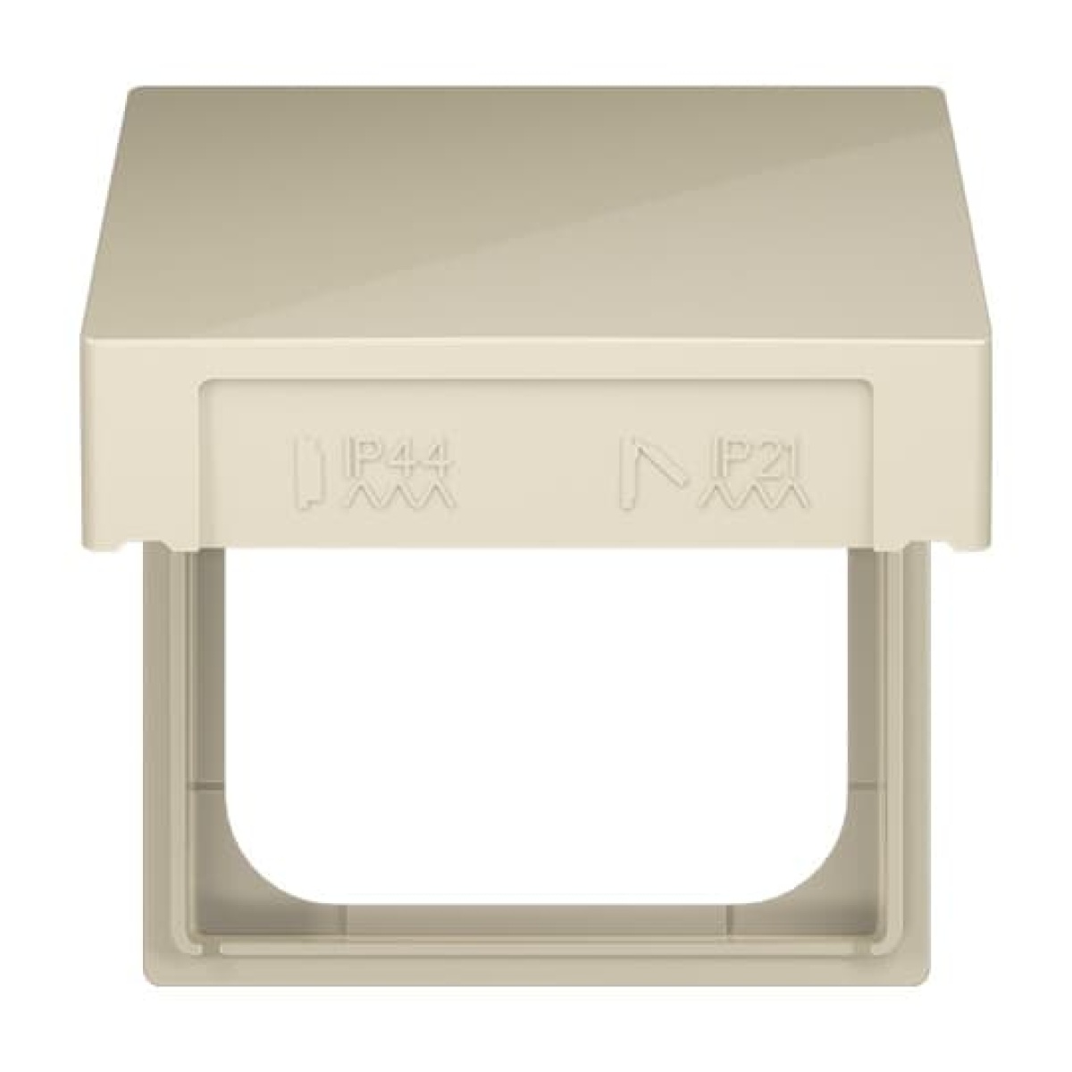 Intermediate Ring with Hinged Lid for cover plates Busch-Balance SI 1-gang with Sealing Ring ivory white - Platform 63