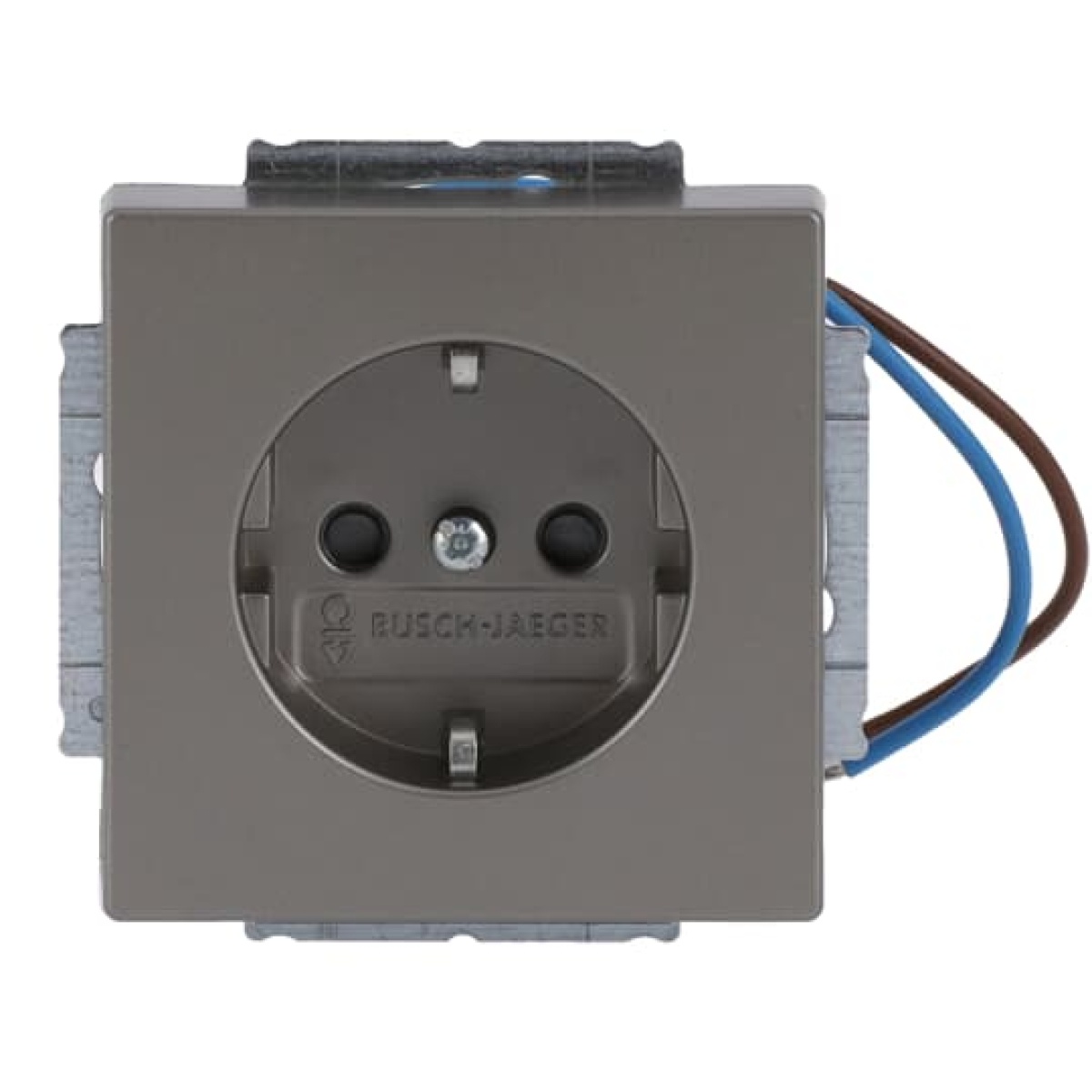 Busch-steplight SCHUKO socket insert Safety Shutter with LED Night light White stainless steel - Pure Stainless Steel