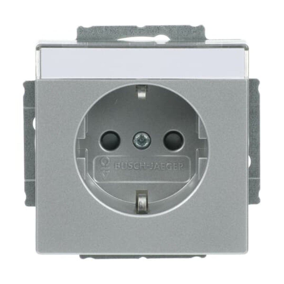 SCHUKO Socket insert with labelling field Safety Shutter with label space aluminium silver - Platform 63