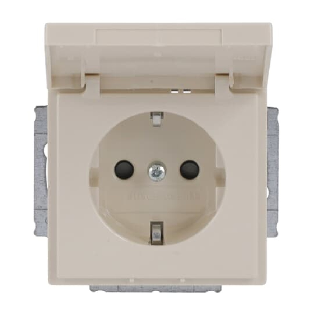 SCHUKO socket insert Safety Shutter with Hinged Lid ivory white - Platform 63