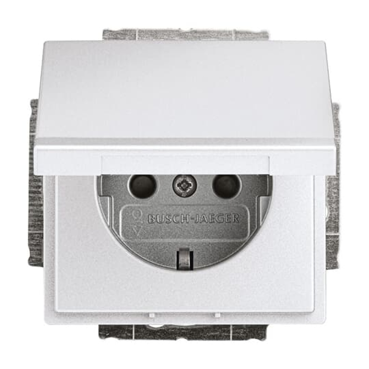 SCHUKO socket insert Safety Shutter with Hinged Lid aluminium silver - Platform 63