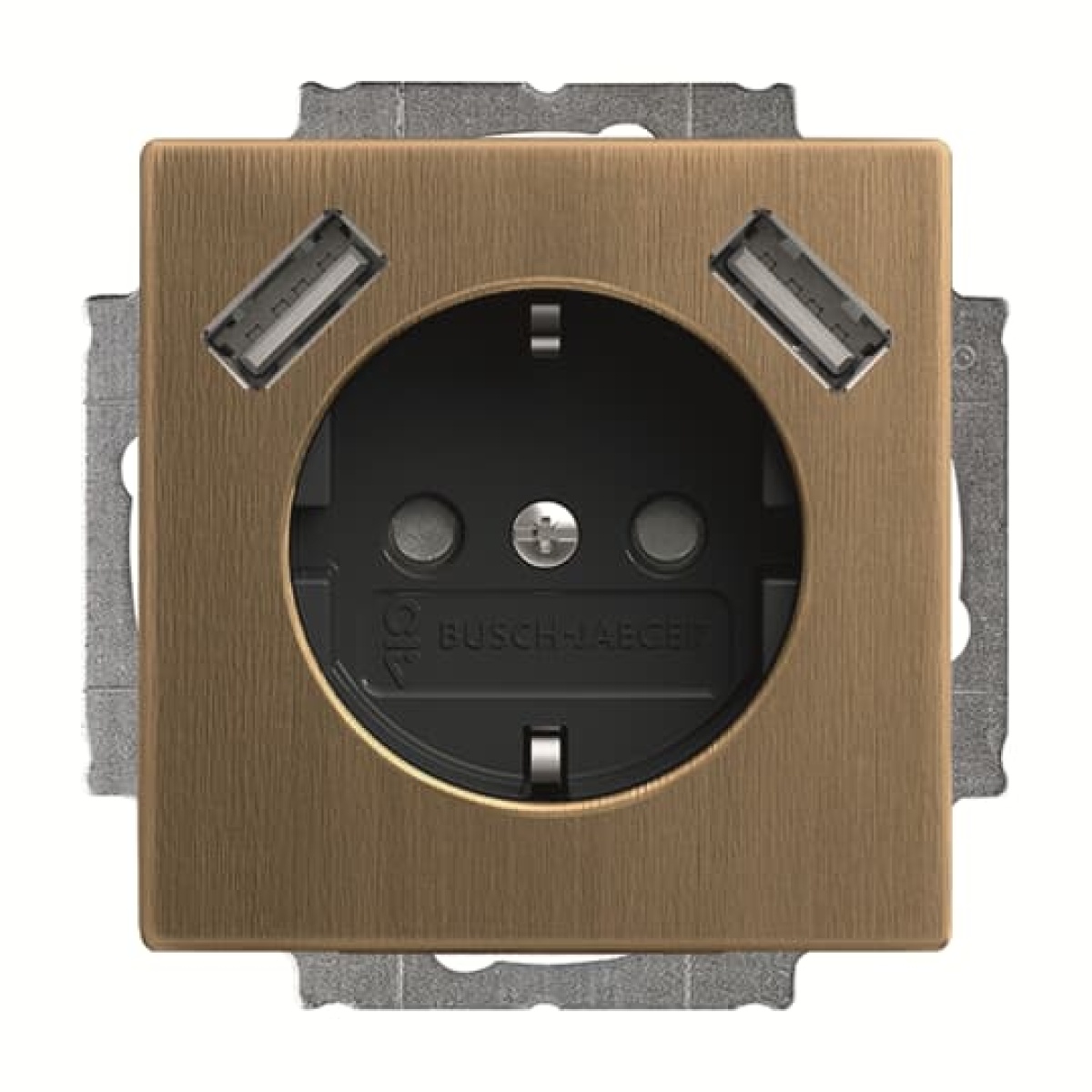 Socket insert Safety Shutter with USB AA antique brass anthracite - Platform 63