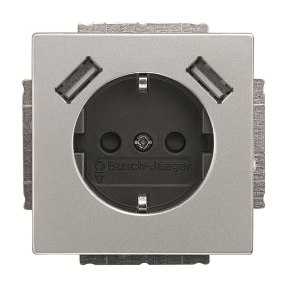 Socket insert Safety Shutter with USB AA stainless steel - Pure Stainless Steel