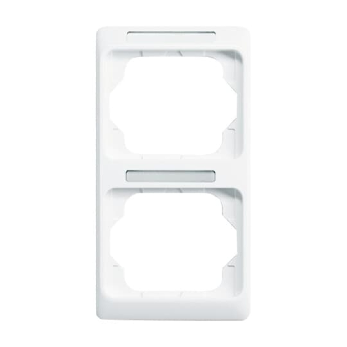 Cover frame with labelling field, vertical 2-gang studio white - alpha exclusive