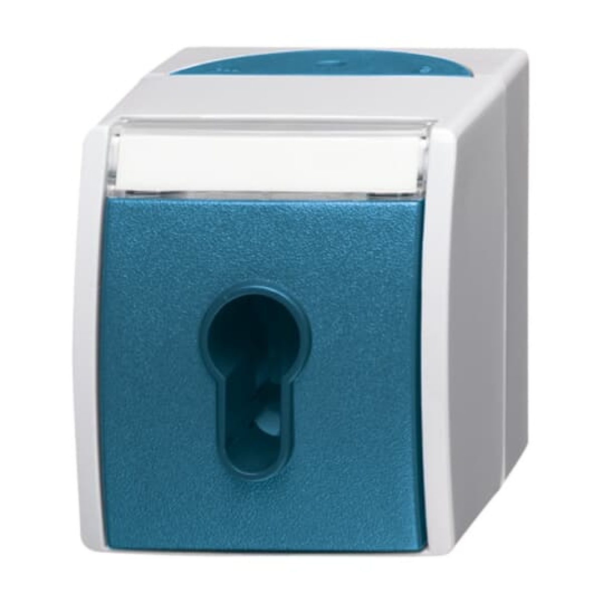 Key Switch with labelling field Key, Off switch 1-pole grey  blue-green - ocean