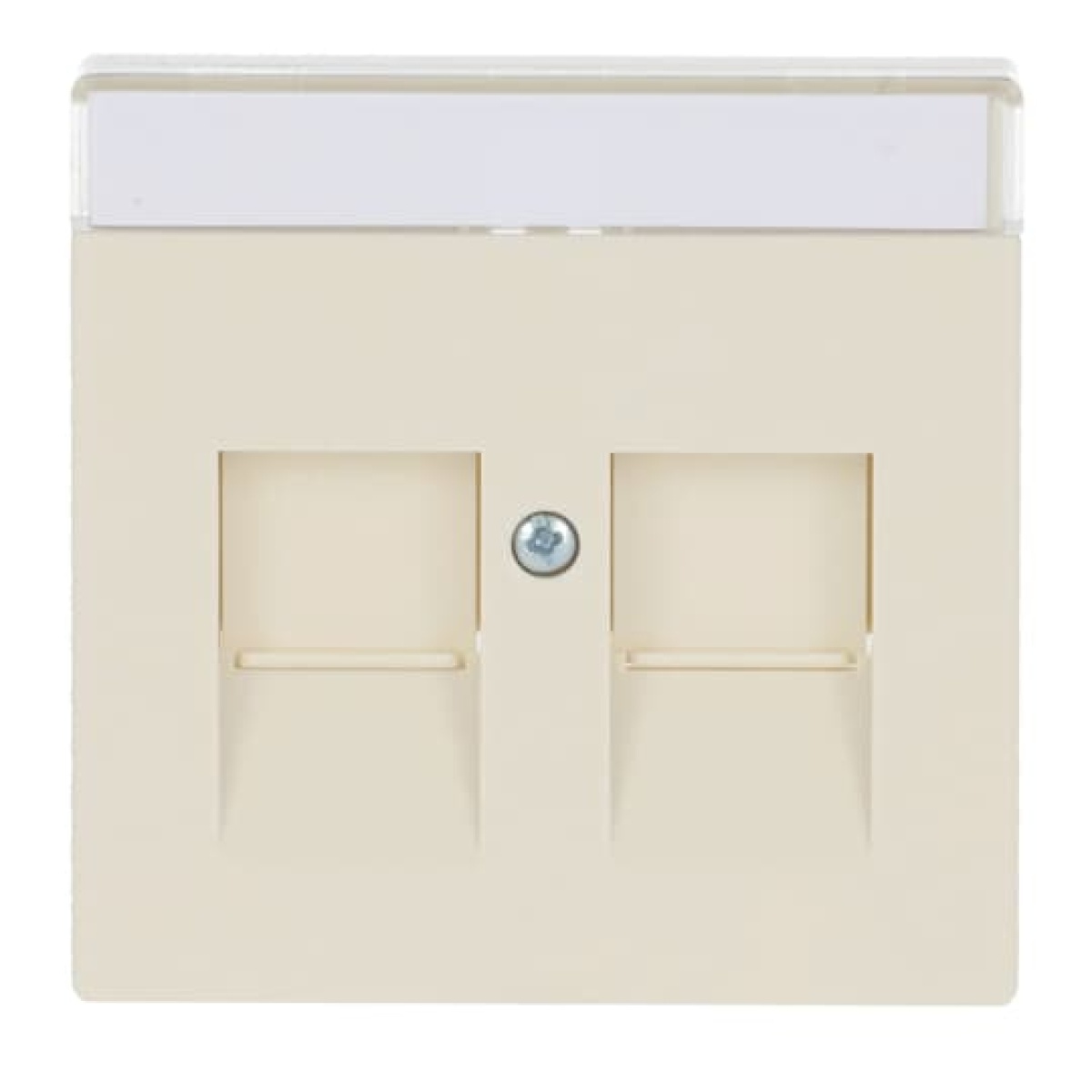 Cover plate with labelling field Modular Jack 2 gang ivory white - Platform 63
