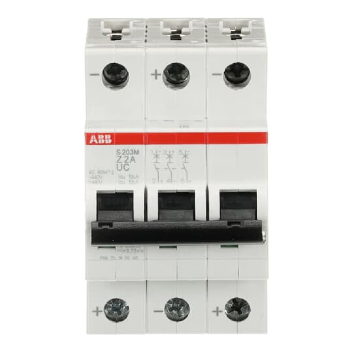 Miniature Circuit Breaker - S200MUC - 3P - 2 A - Z - AC 10 kA