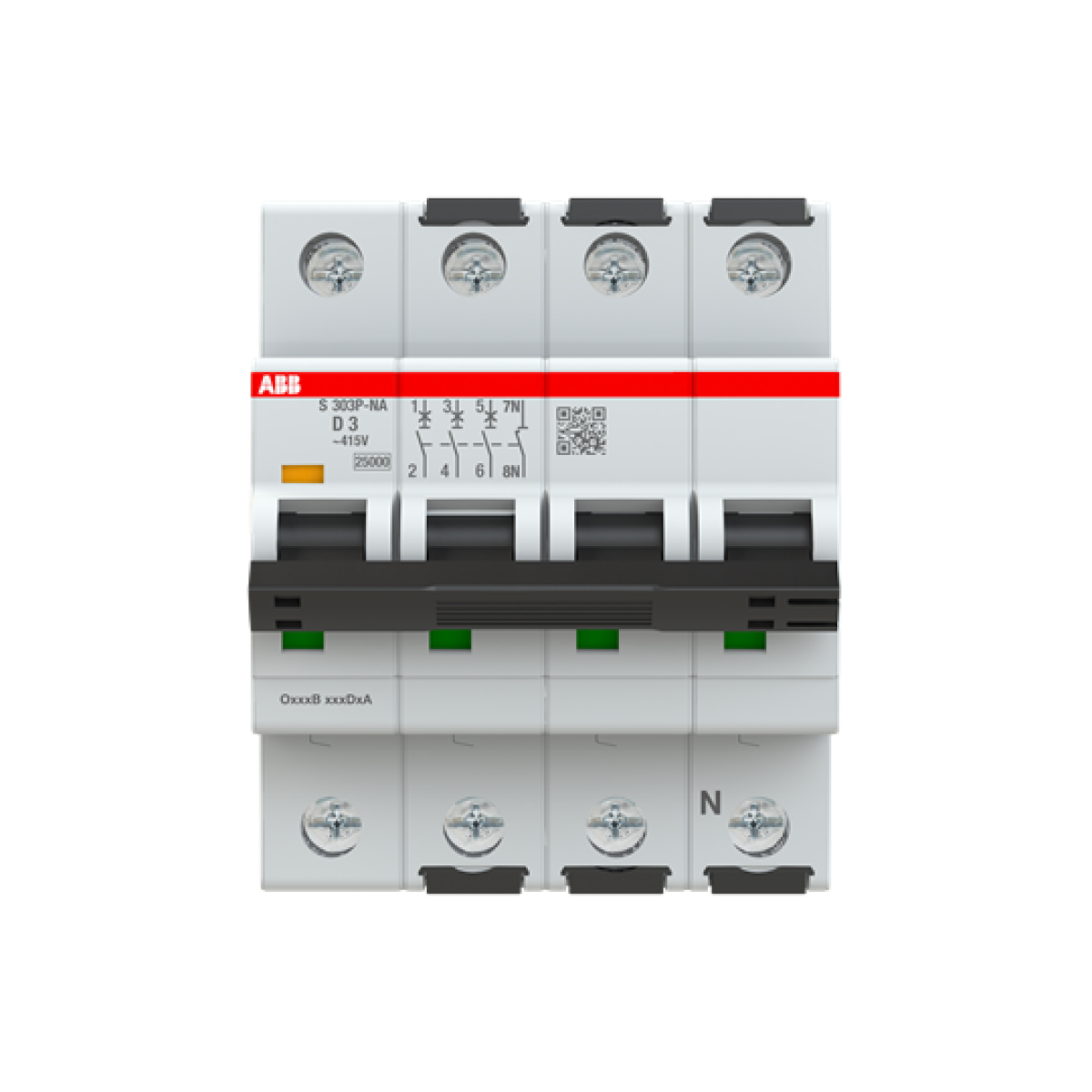 Miniature Circuit Breaker - S300P - 3PN - 3 A - D - 415 V AC 100 kA