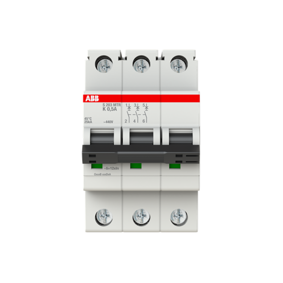 Miniature Circuit Breaker - S200MTR - 3P - 0.5 A - K - 10 kA
